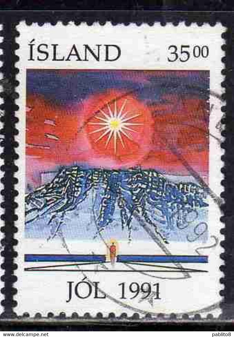 ISLANDA ICELAND ISLANDE ISLAND 1991 CHRISTMAS NATALE NOEL WEIHNACHTEN NAVIDAD JOL 35.00k USED USATO OBLITERE' - Used Stamps