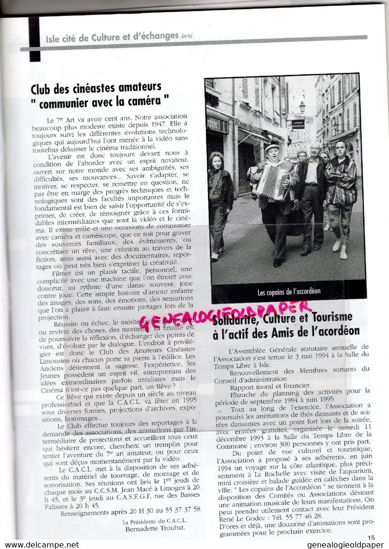 87 -ISLE -BULLETIN MUNICIPAL N° 5- JANVIER 1995-CENTRE CULTUREL MARGERIT-GUNZENHAUSEN-