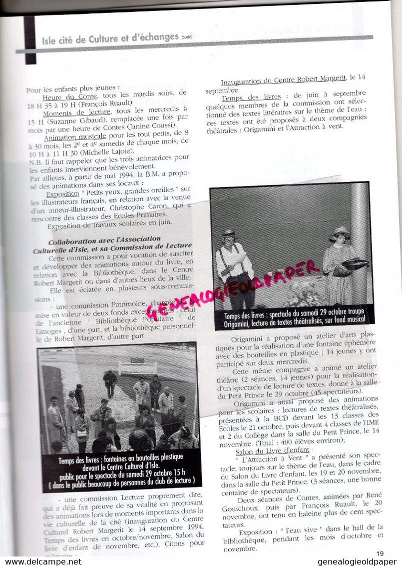 87 -ISLE -BULLETIN MUNICIPAL N° 5- JANVIER 1995-CENTRE CULTUREL MARGERIT-GUNZENHAUSEN-