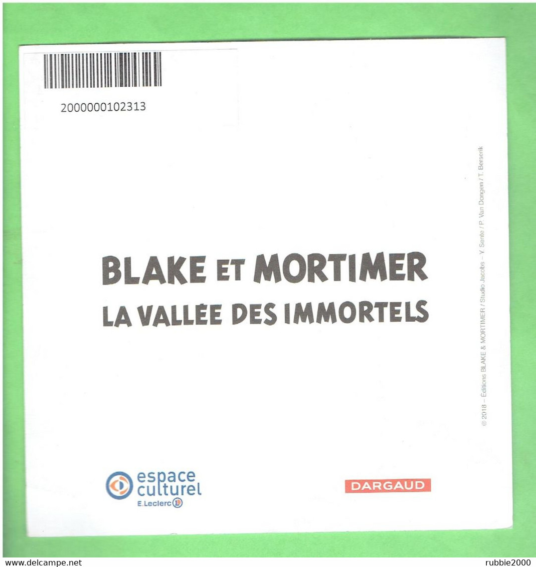Ex Libris Blake & Mortimer La Vallee Des Immortels / Van Dongen Berserik 2018 - Illustratori D - F