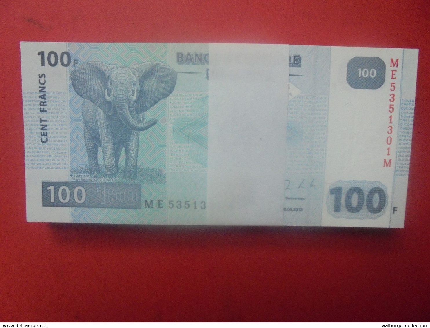 CONGO LIASSE 100 FRANCS 2013 100 BILLETS NEUFS NUMEROS SE SUIVANT COTE:500$ !!! - Alla Rinfusa - Banconote
