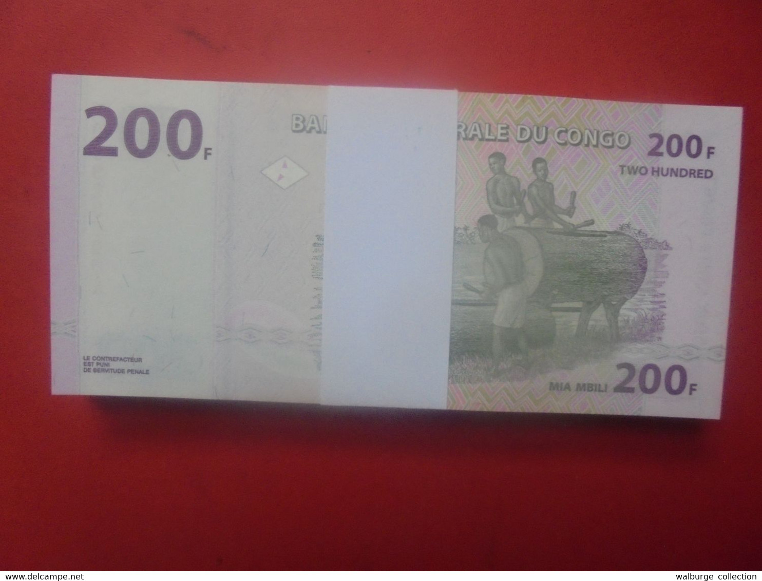 CONGO LIASSE 200 FRANCS 2013 100 BILLETS NEUFS NUMEROS SE SUIVANT COTE:500$ !!! - Lots & Kiloware - Banknotes