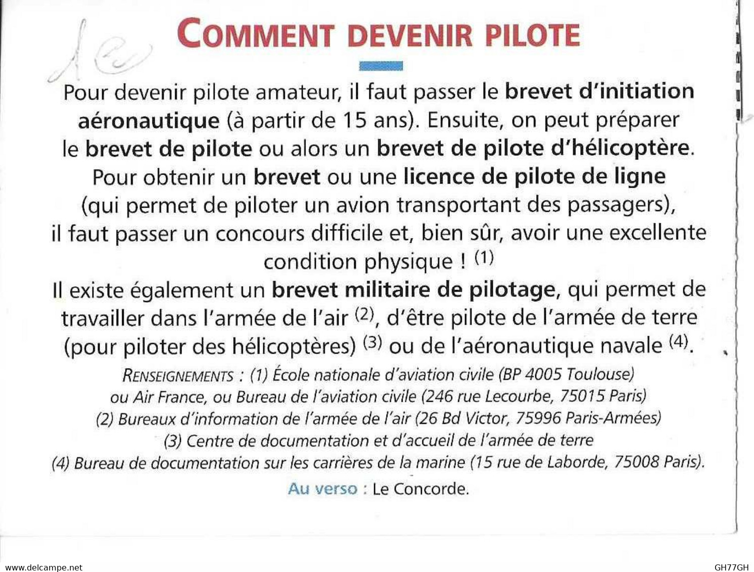 Découpi CONCORDE -"comment Devenir Pilote" - Otros & Sin Clasificación