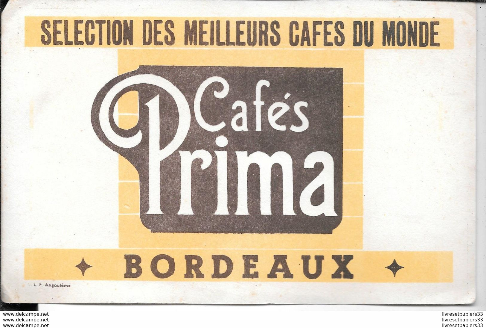 Buvard CAFES PRIMA BORDEAUX - Café & Thé