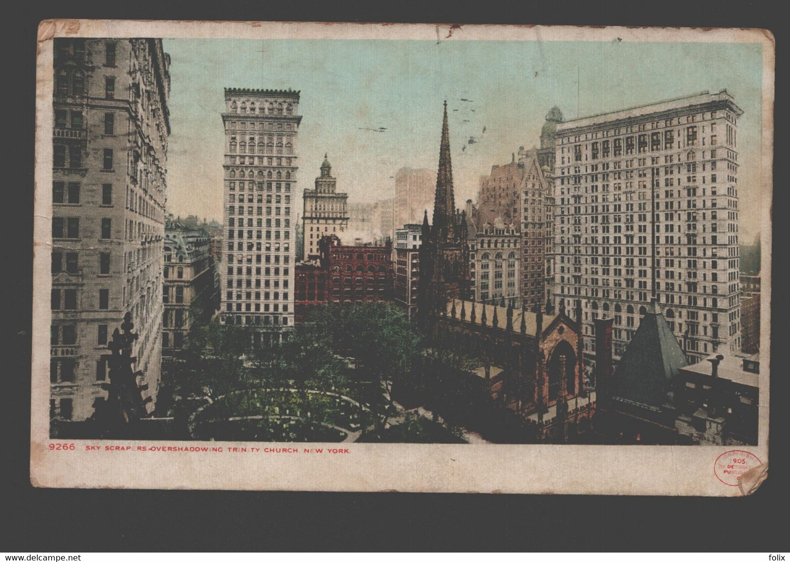 New York - Sky Scrapers Overshadowing Trinity Church - 1908 - Panoramic Views