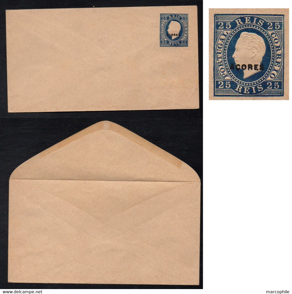 PORTUGAL - ACORES - AZORES / ENTIER POSTAL - ENVELOPPE - EN RELIEF SURCHARGE / STATIONERY - INTERO (ref 4838) - Ponta Delgada