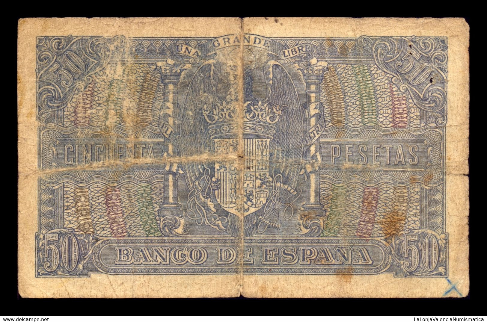 España Spain 50 Pesetas Menéndez Pelayo 1940 Pick 117 Serie D T. 064 BC F - 50 Peseten