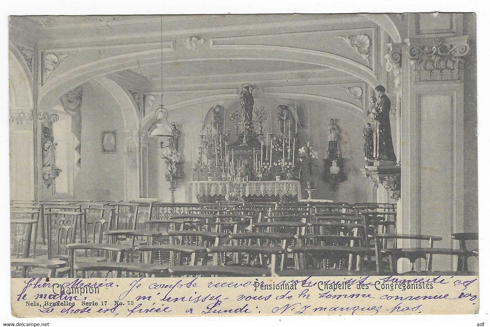 CPA CHAMPLON, PENSIONNAT, CHAPELLE DES CONGREGANISTES, TENNEVILLE, BELGIQUE - Tenneville