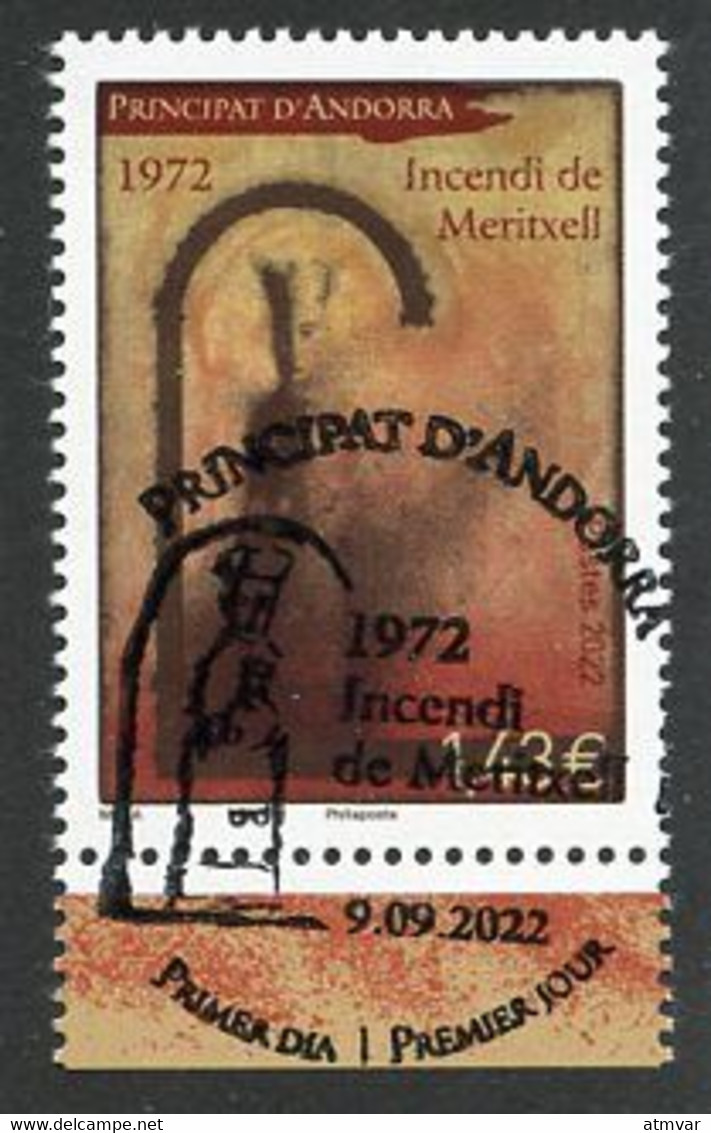 ANDORRA ANDORRE (2022) 1972 Incendi / Incendie Du Sanctuaire De Meritxell, Vierge, Patronne, Verge - Premier Jour - Used Stamps