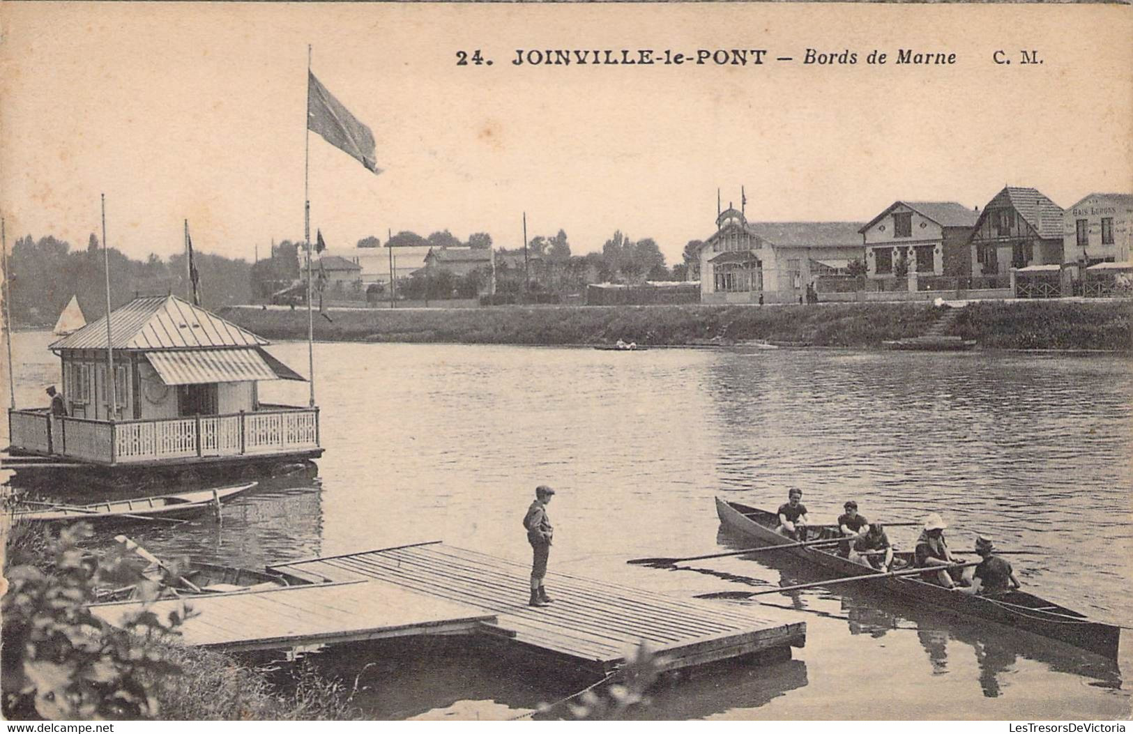 CPA - 94 - JOINVILLE LE PONT - Bords De Marne - Barque - Animée - CM - Joinville Le Pont