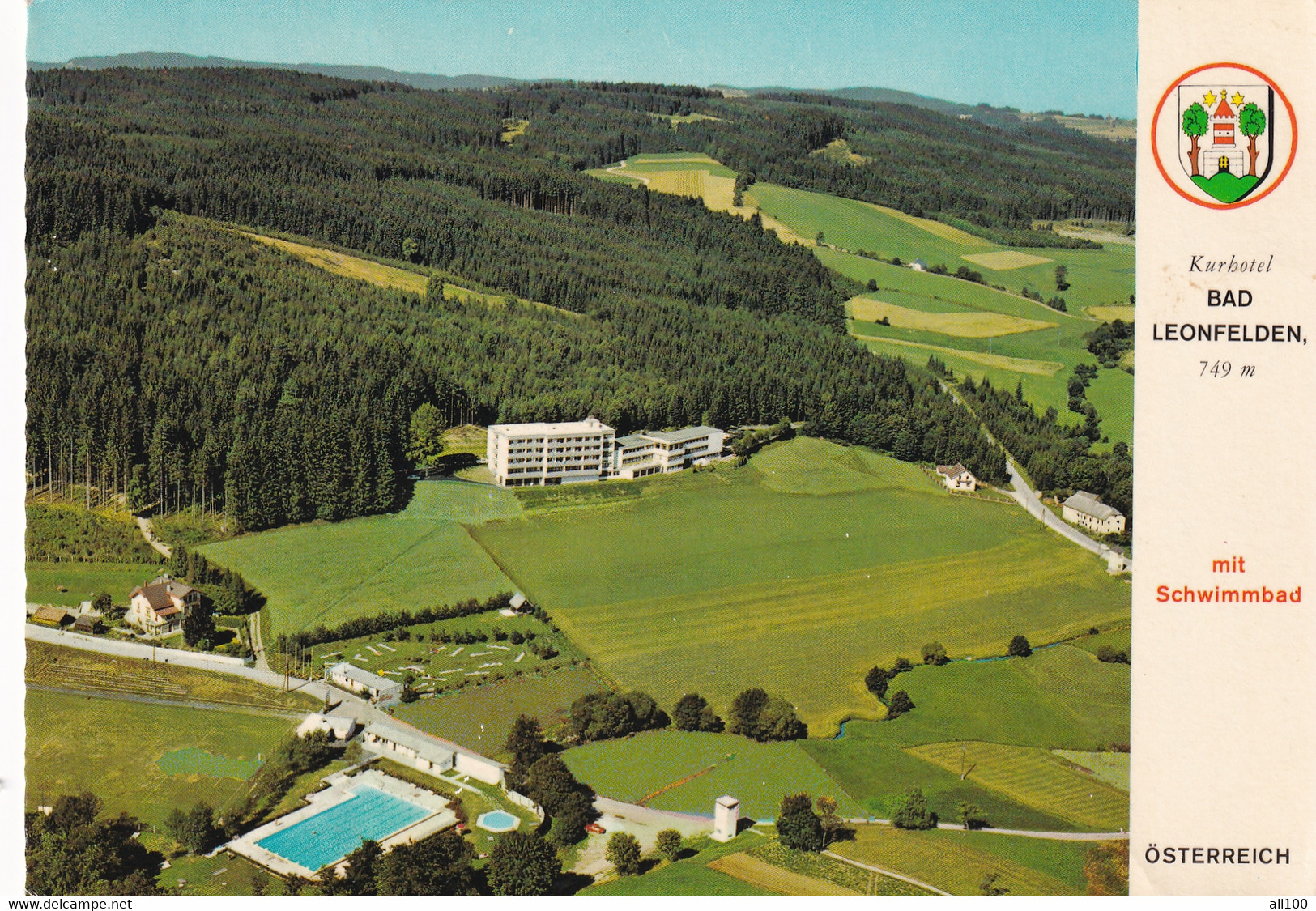 A18061 - KURHOTEL BAD LEONFELDEN MIT SCHWIMMBAD MOOR UND KNEIPPKURORT STAMP POST CARD USED 1980 SENT TO VIENNA AUSTRIA - Bad Leonfelden