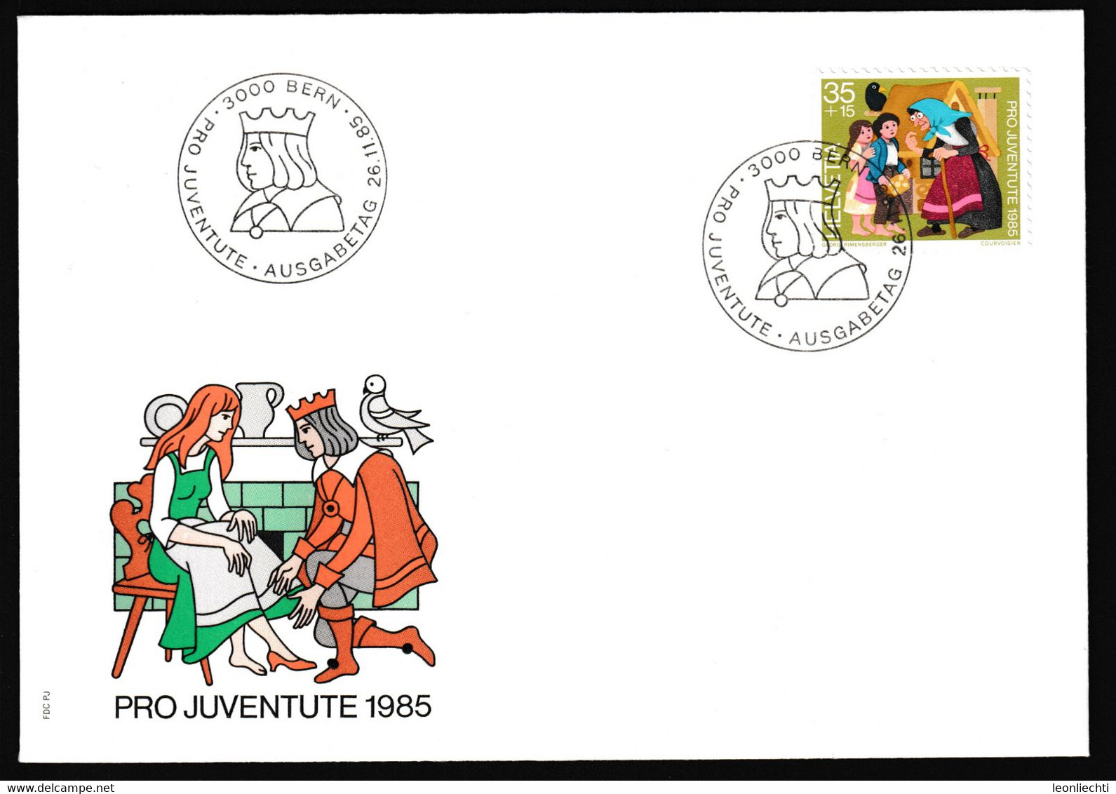 1985 Schweiz. FDC Mi: J 1304°/ Zum: J 294°, 3000 BERN Ausgabetag 26.11.85. Pro Juventute,  Hänse Und Gretel - Contes, Fables & Légendes