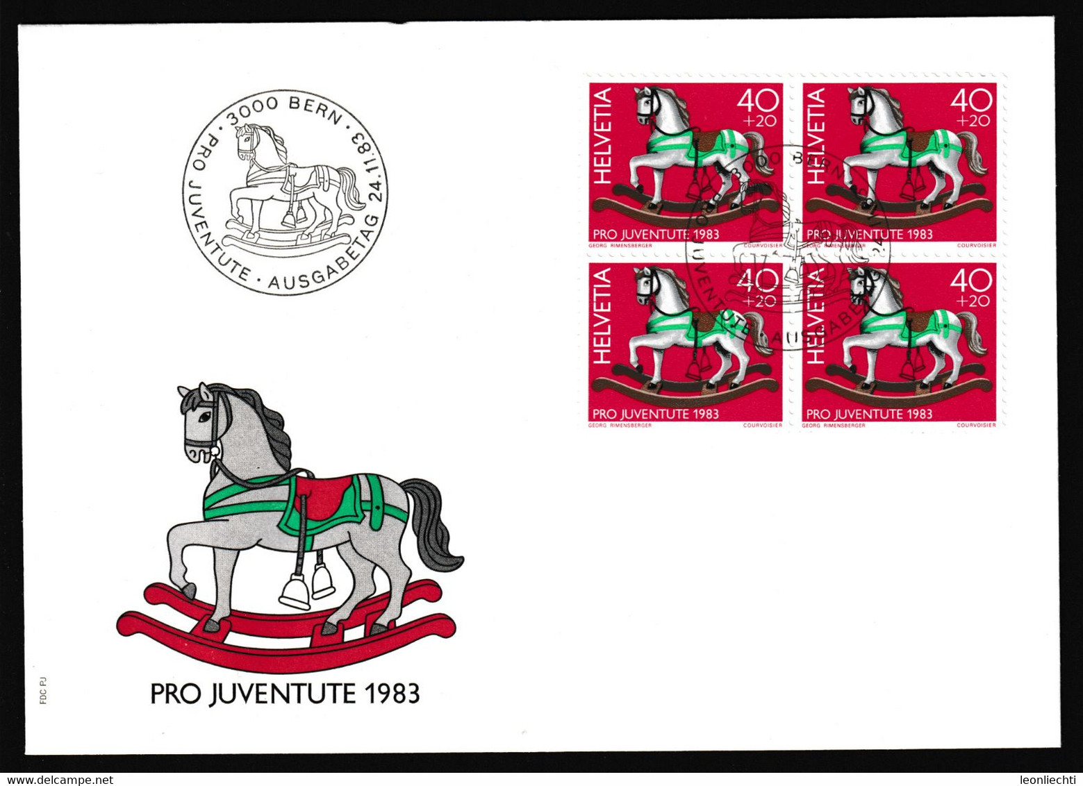 1983 Schweiz. FDC Mi: J 1261°/ Zum: J 287°, 3000 BERN Ausgabetag 24.11.83. Pro Juventute, Schaukelpferd - Autres & Non Classés