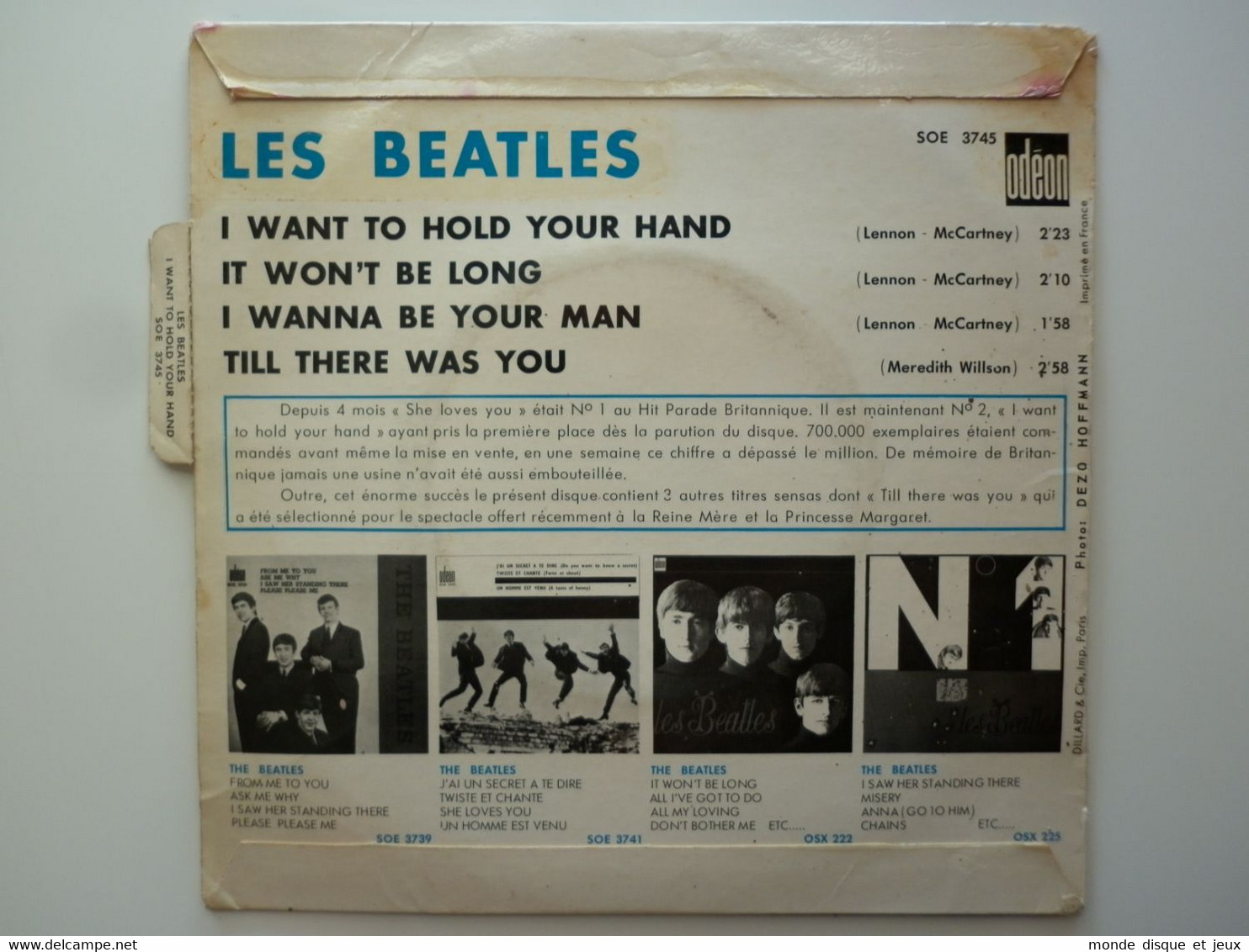 Les Beatles 45Tours EP Vinyle I Want To Hold Your Hand / I Wanna Be Your Man - 45 T - Maxi-Single