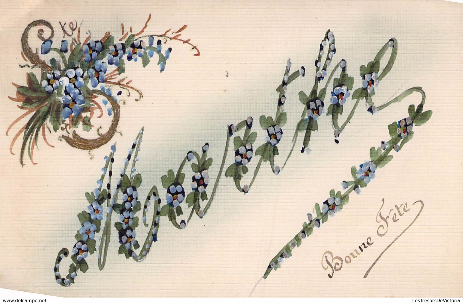 CPA - PRENOM - MARTHE écrit En Caligraphie Illustré De Fleurs Violettes - Nomi
