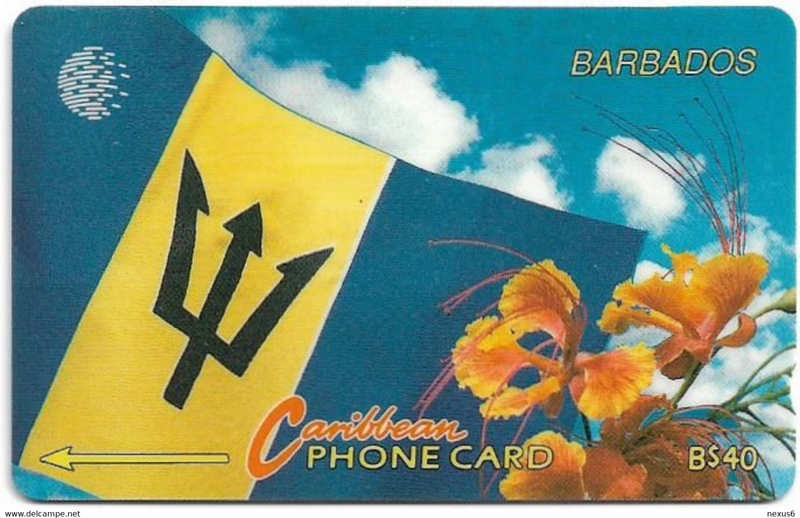 Barbados - C&W (GPT) - Barbados Flag, 15CBDC, 1995, Used - Barbados