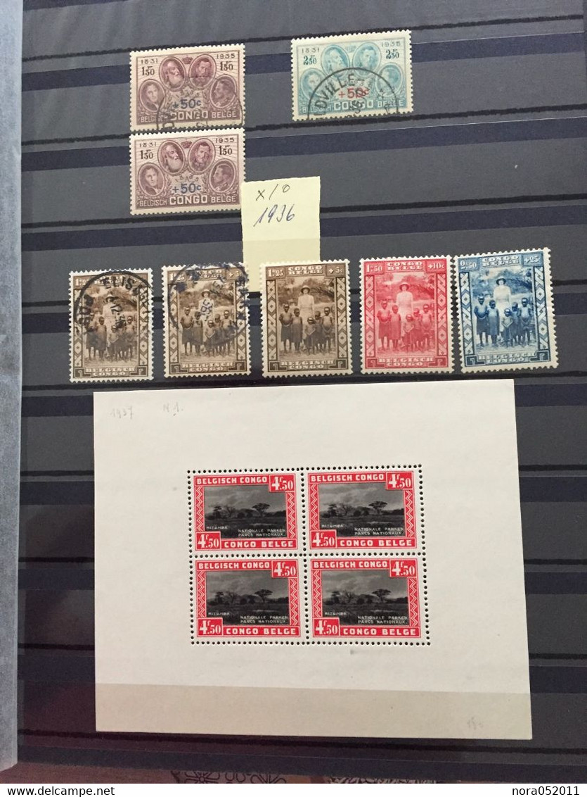 Album de timbres Colonie Belge, Congo etc... Neuf**/* et oblitéré voir détail