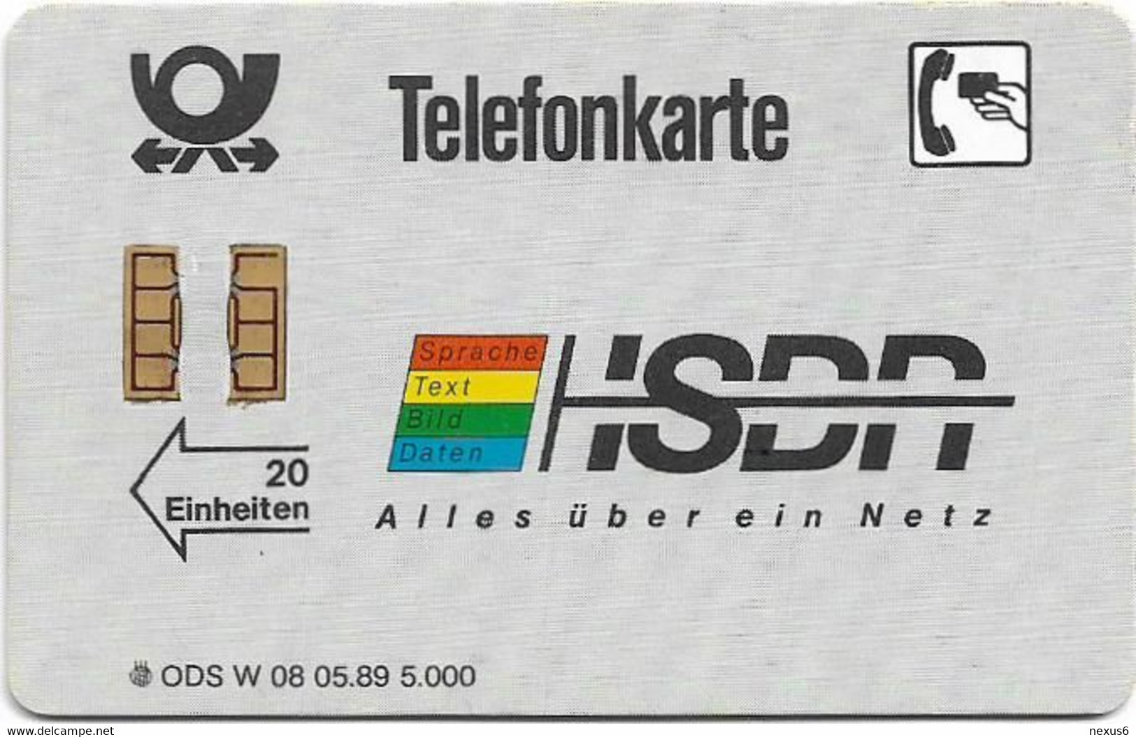 Germany - ISDN - W08-05.1989 - 20U, 5.000ex, Used - W-Series: Werbekarte Der Dt. Bundespost