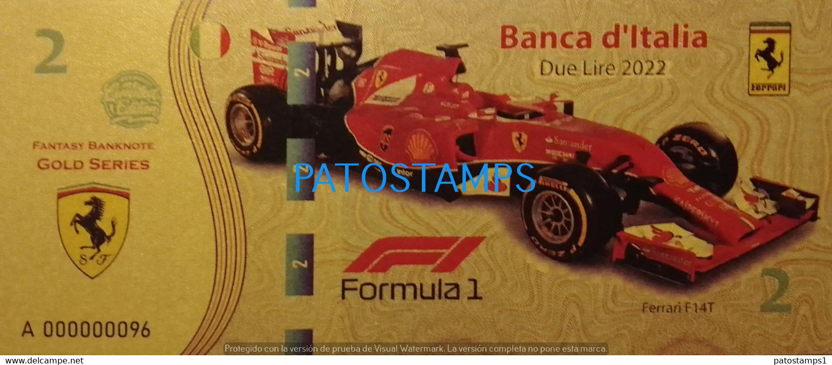 192438 BILLETE FANTASY TICKET 2 AUTOMOBILE CAR FERRARI F14T FORMULA 1 BANCA ITALY NO POSTAL POSTCARD - Lots & Kiloware - Banknotes