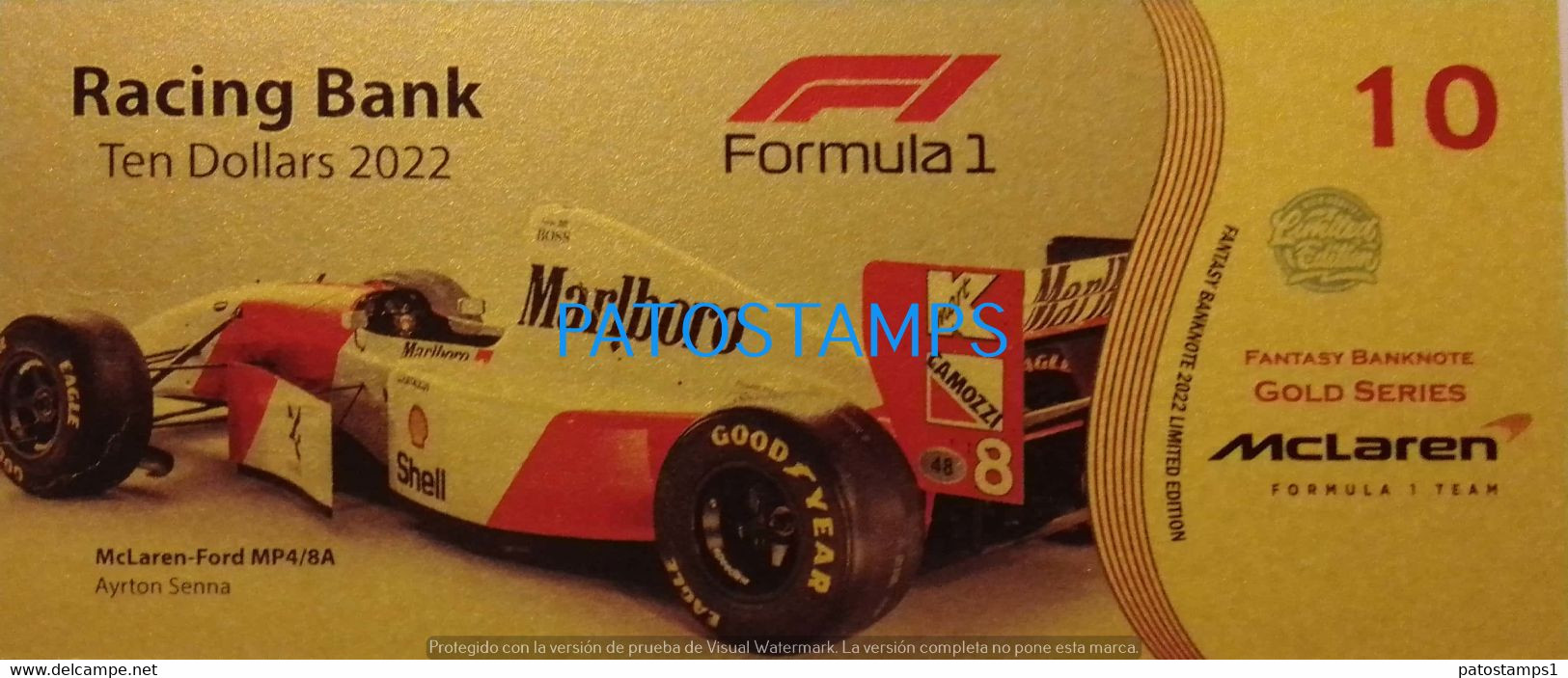 192441 BILLETE FANTASY TICKET 10 AUTOMOBILE MCLAREN FORD MP4/8A AYRTON SENNA RACING CAR NO POSTAL POSTCARD - Alla Rinfusa - Banconote