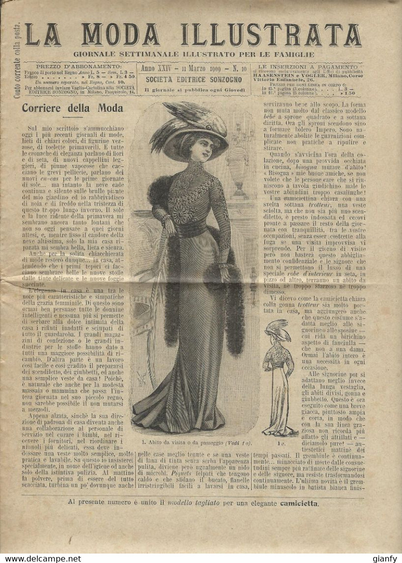 LA MODA ILLUSTRATA EDITRICE SONZOGNO MILANO 1909 - Fashion