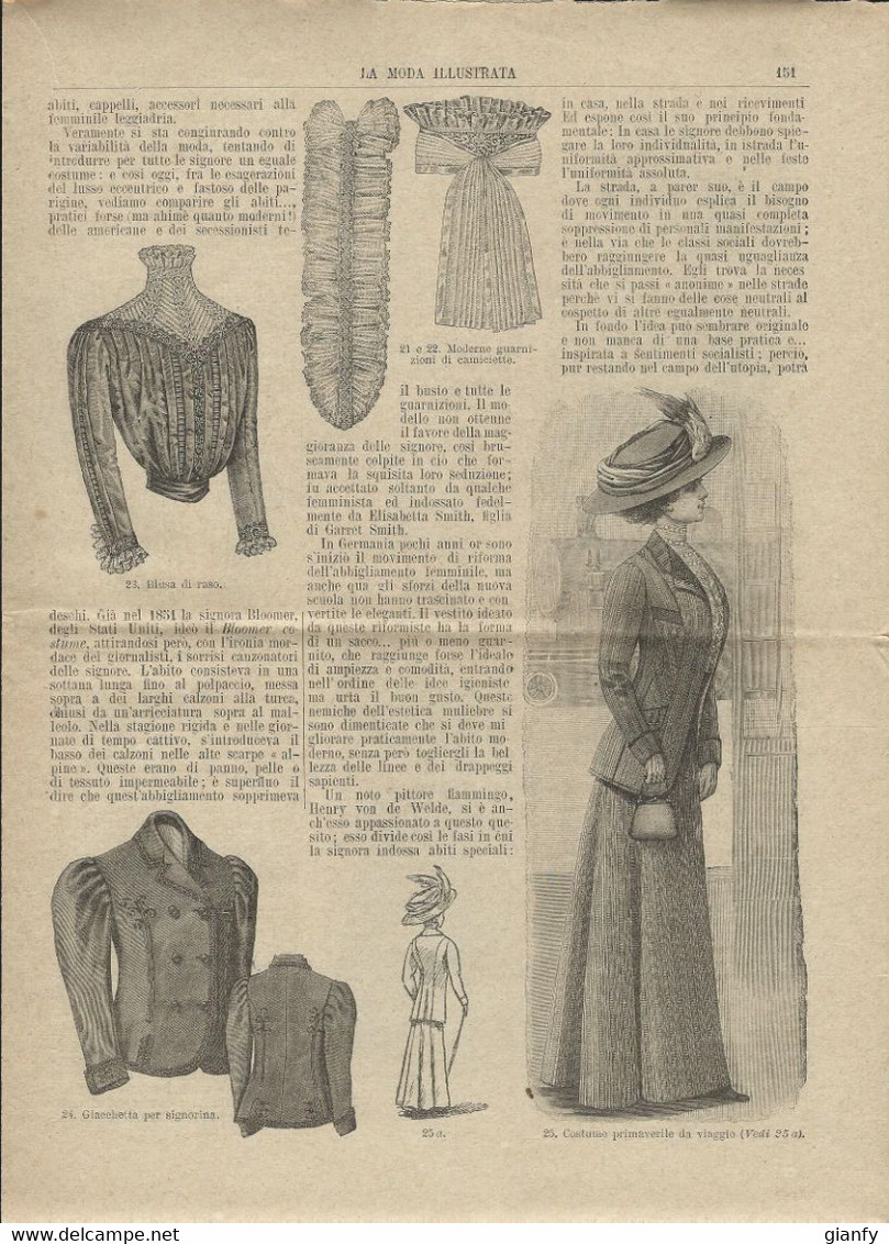 LA MODA ILLUSTRATA EDITRICE SONZOGNO MILANO 1909 - Mode