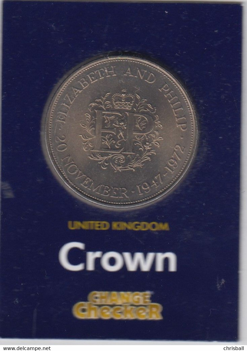 Great Britain UK Crown Coin 1972  Large Format) Circulated In CC Card - 25 New Pence