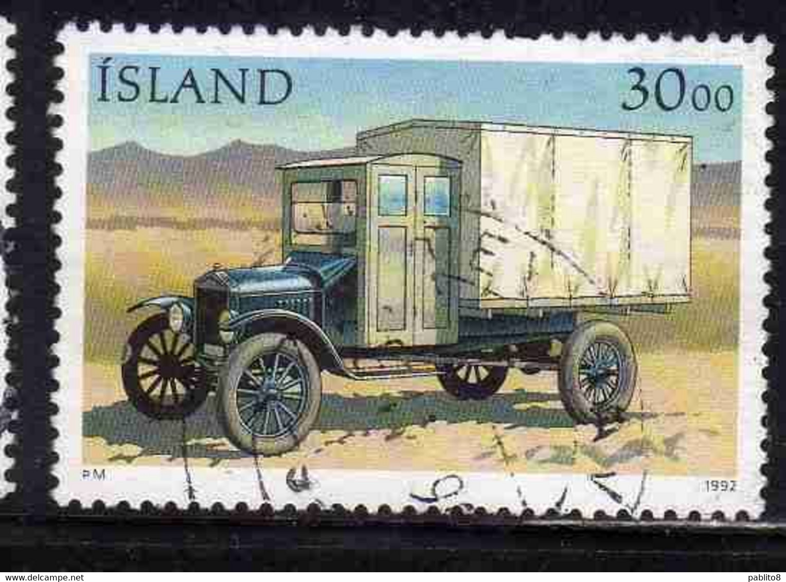 ISLANDA ICELAND ISLANDE ISLAND 1992 MAIL TRANSPORT CAR RE 231 1933 30.00k USED USATO OBLITERE' - Usados