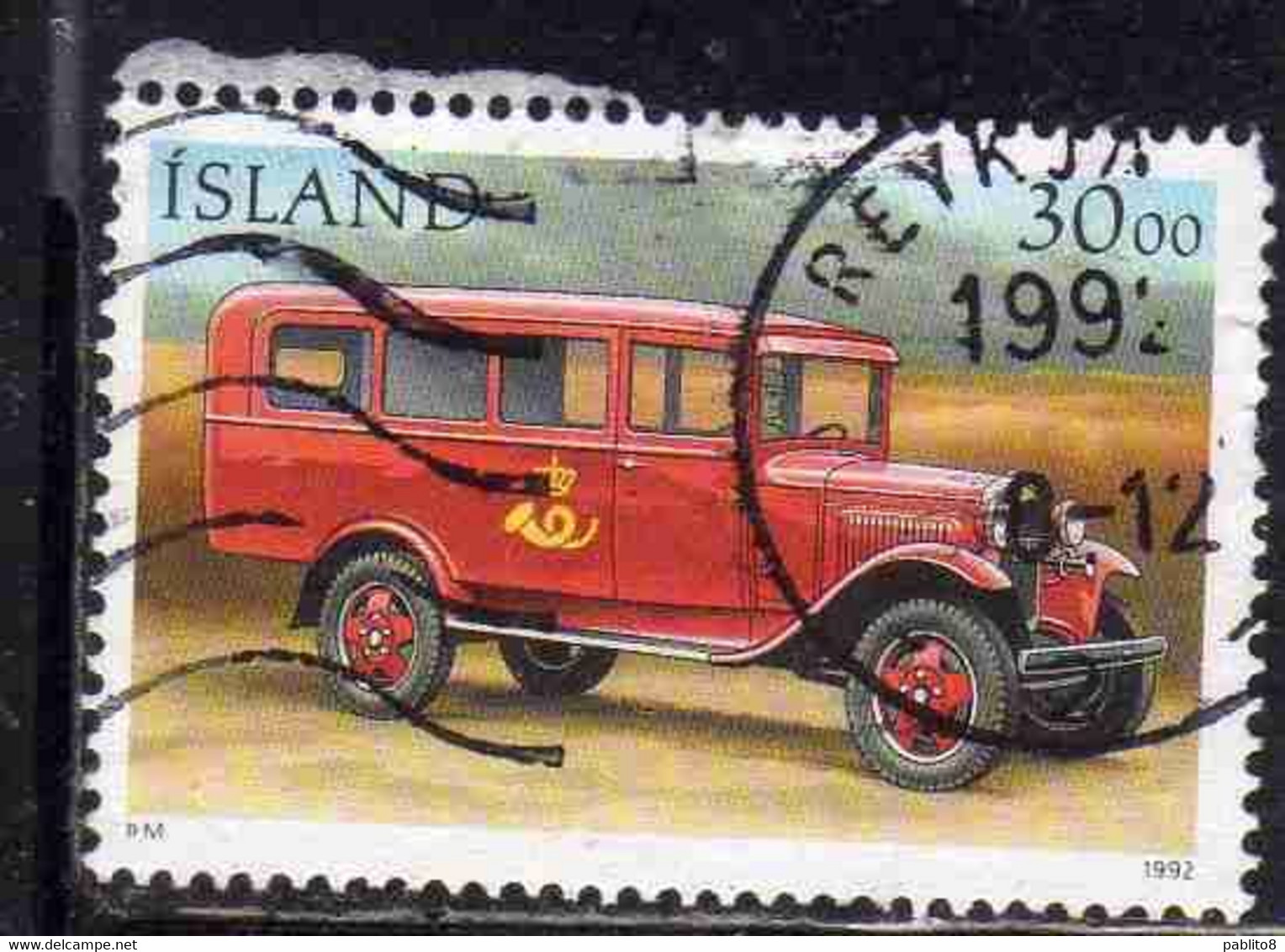 ISLANDA ICELAND ISLANDE ISLAND 1992 MAIL TRUCKS 30.00k USED USATO OBLITERE' - Usati