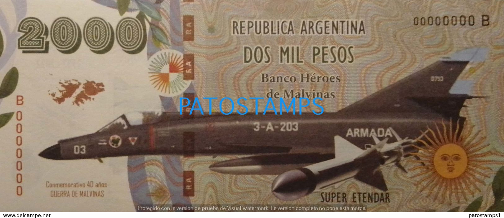 192450 BILLETE FANTASY TICKET 2000 BANK ARGENTINA WAR ISLAS MALVINAS FALKLAND ISLANDS AVIATION & MISILES NO POSTCARD - Kilowaar - Bankbiljetten