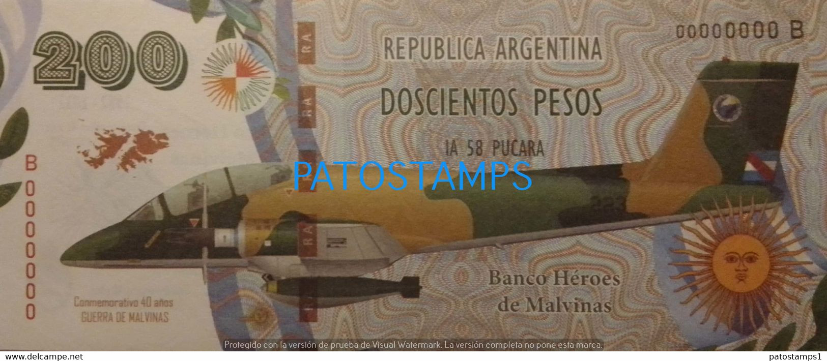 192456 BILLETE FANTASY TICKET 200 BANK ARGENTINA UK ISLAS MALVINAS FALKLAND ISLANDS AVIATION NO POSTCARD - Kilowaar - Bankbiljetten