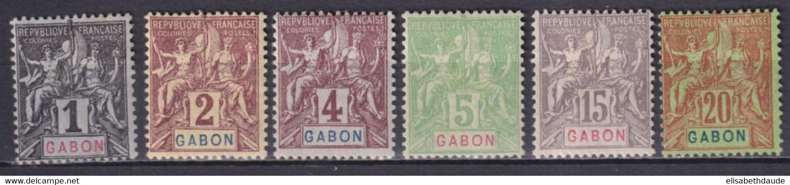 GABON - 1904 - YVERT N° 16/19+21/22 * MH (LE 22 EST SANS GOMME) - COTE = 48 EUR. - - Neufs