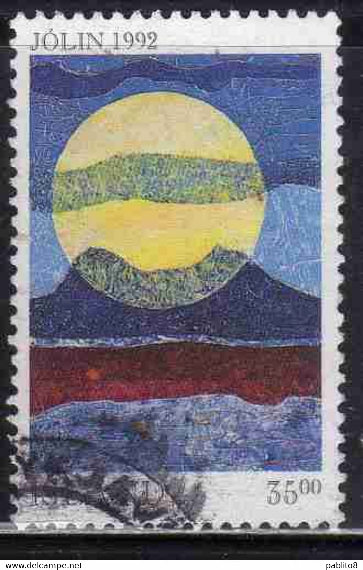 ISLANDA ICELAND ISLANDE ISLAND 1992 CHRISTMAS NATALE NOEL WEIHNACHTEN NAVIDAD JOLIN 35.00k USED USATO OBLITERE' - Used Stamps
