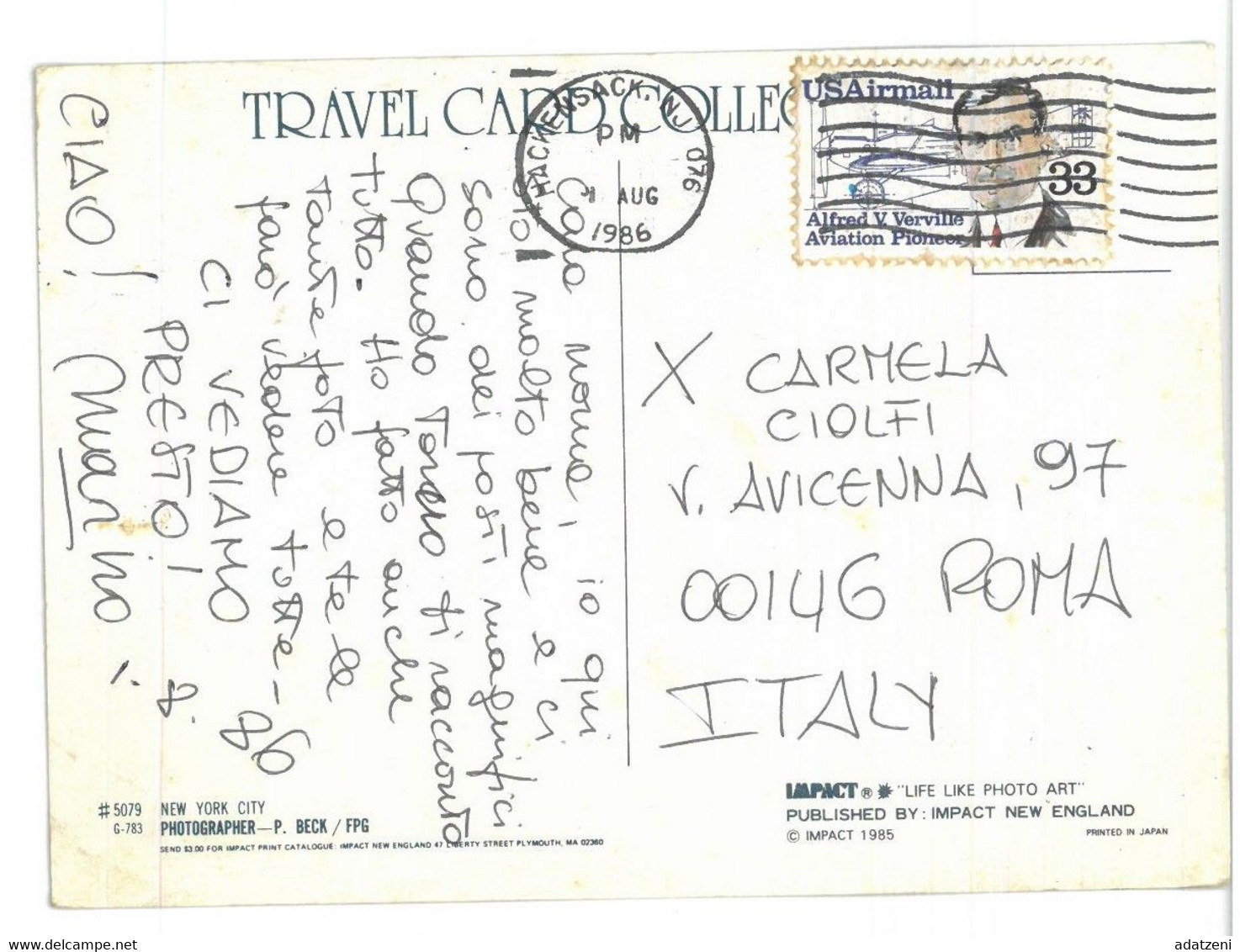 BR362 New York City Viaggiata 1986 Verso Roma - Multi-vues, Vues Panoramiques