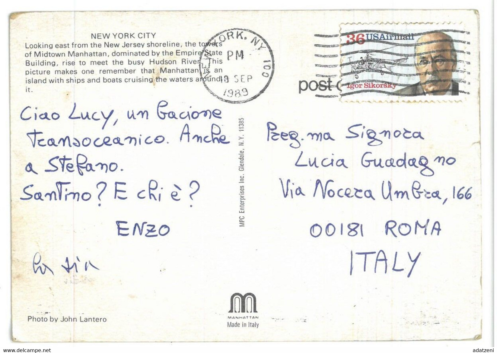 BR367 New York City Viaggiata 1989 Verso Roma - Multi-vues, Vues Panoramiques