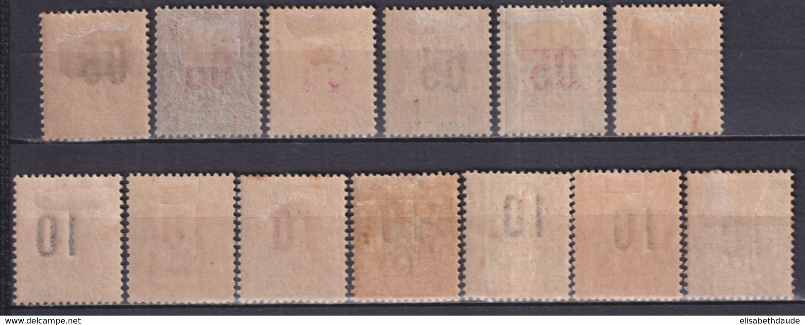 GABON - 1912 - SERIE COMPLETE YVERT N° 66/78 * MH - COTE = 35 EUR. - - Unused Stamps