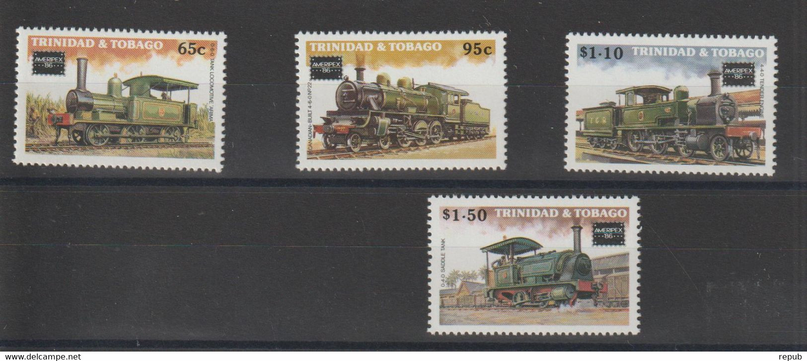 Trinidad Et Tobago 1986 Trains 541-44, 4 Val ** MMH - Trinidad & Tobago (1962-...)