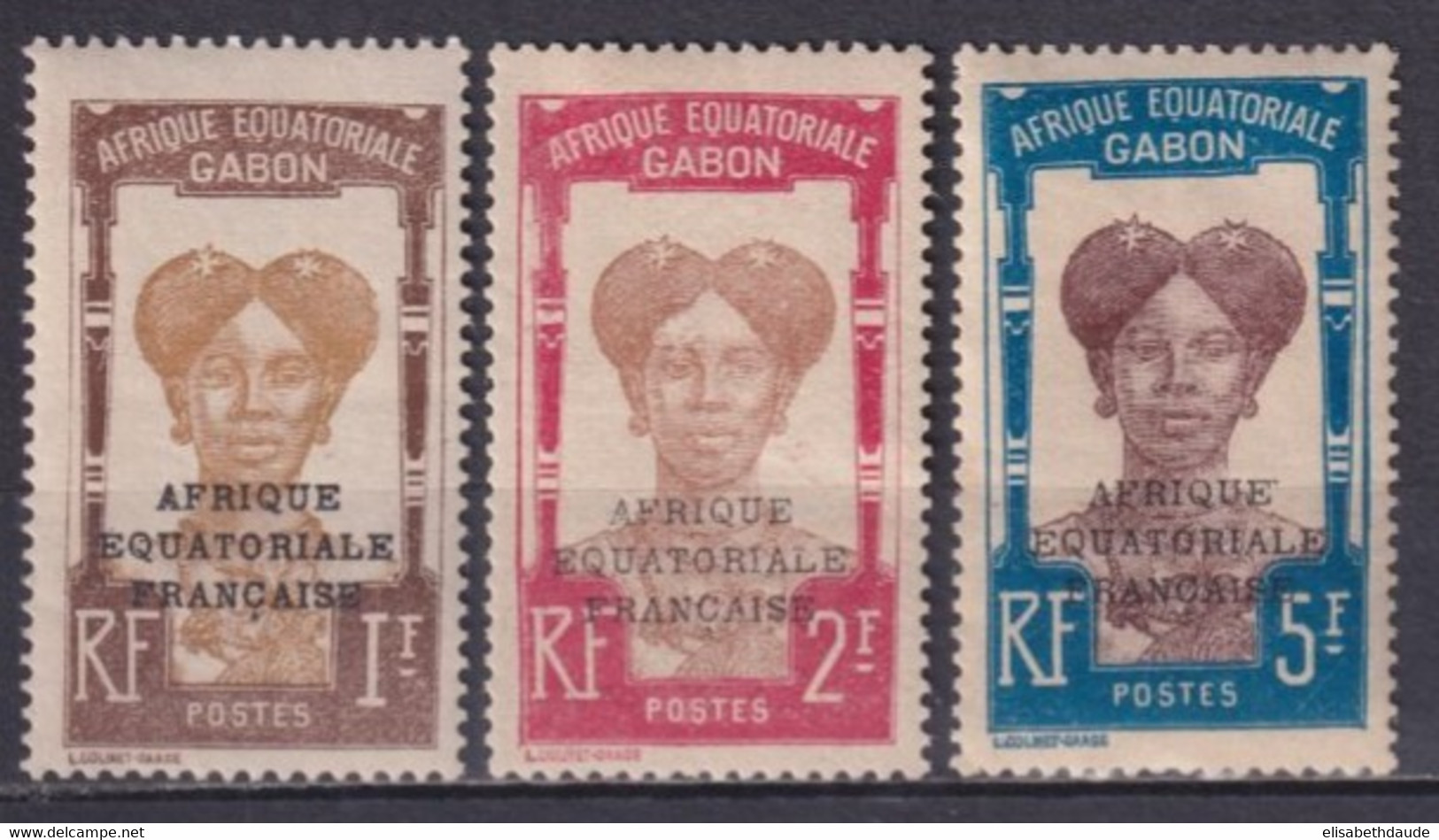 GABON - 1924 - YVERT N°105/107 * MLH - COTE = 14 EUR. - - Unused Stamps
