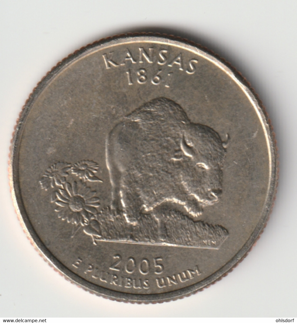 U.S.A. 2005 P: Quarter, Kansas, KM 373 - 1999-2009: State Quarters