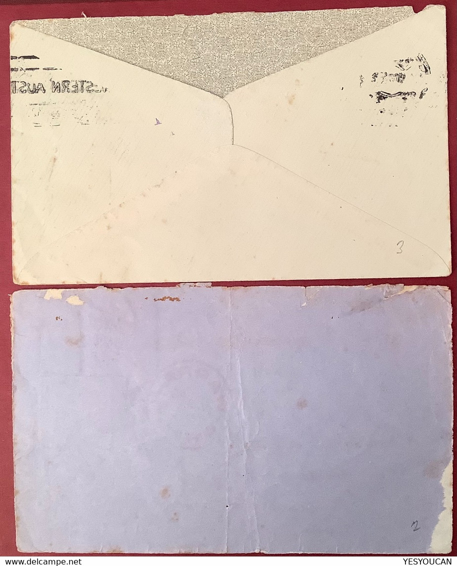 AIR MAIL 1930-1933 Two Cover PERTH>GB VIA KARACHI INDIA & WARRA>SOUTH AFRICA VIA FREMANTLE  (Australia KGV - Lettres & Documents