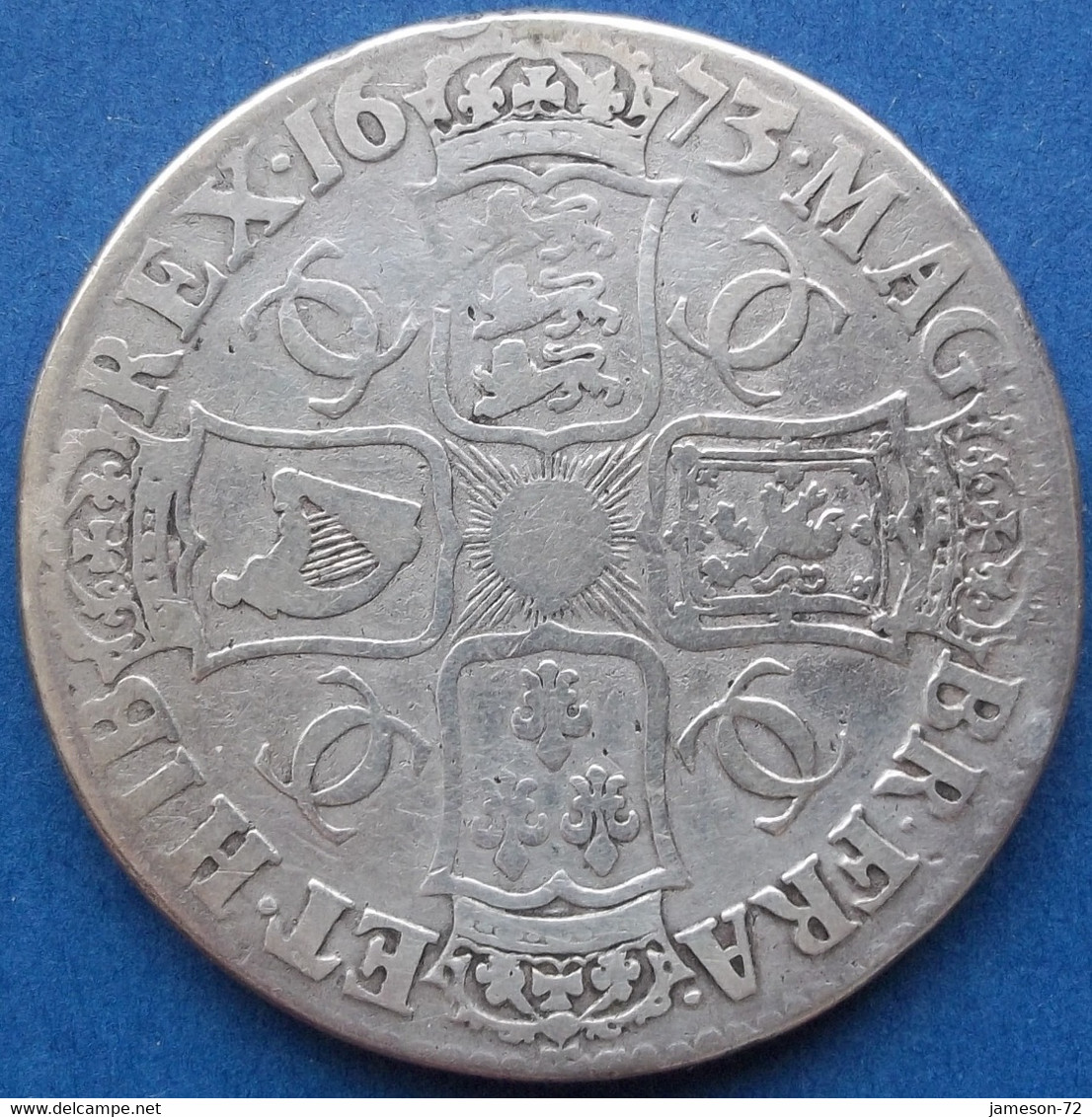 UK - Silver Crown 1673 KM# 435 Charles II (1660-1685) - Edelweiss Coins - Altri & Non Classificati