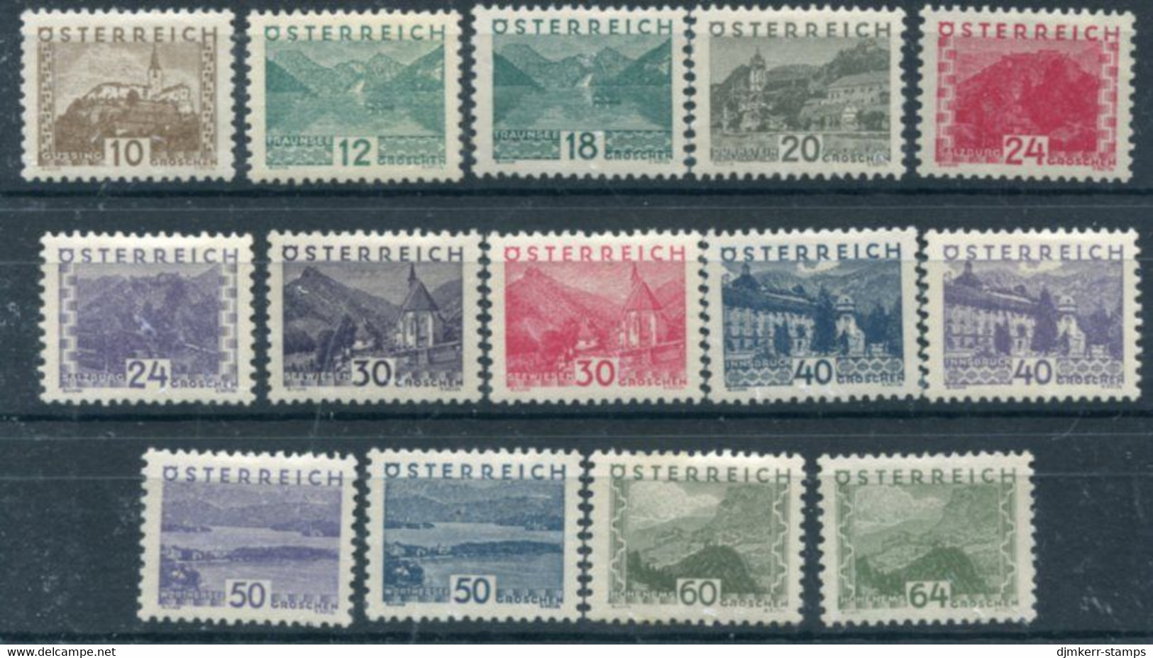 AUSTRIA 1932 Landscape Definitive Small Format, LHM / *.  Michel 530-43 - Unused Stamps