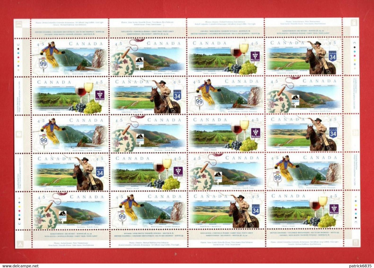 Canada ** - 1997 -  - Le Strade Panoramiche Canadesi. Yv. 1520 à 1523  Foglio Di 20. MNH - Feuilles Complètes Et Multiples