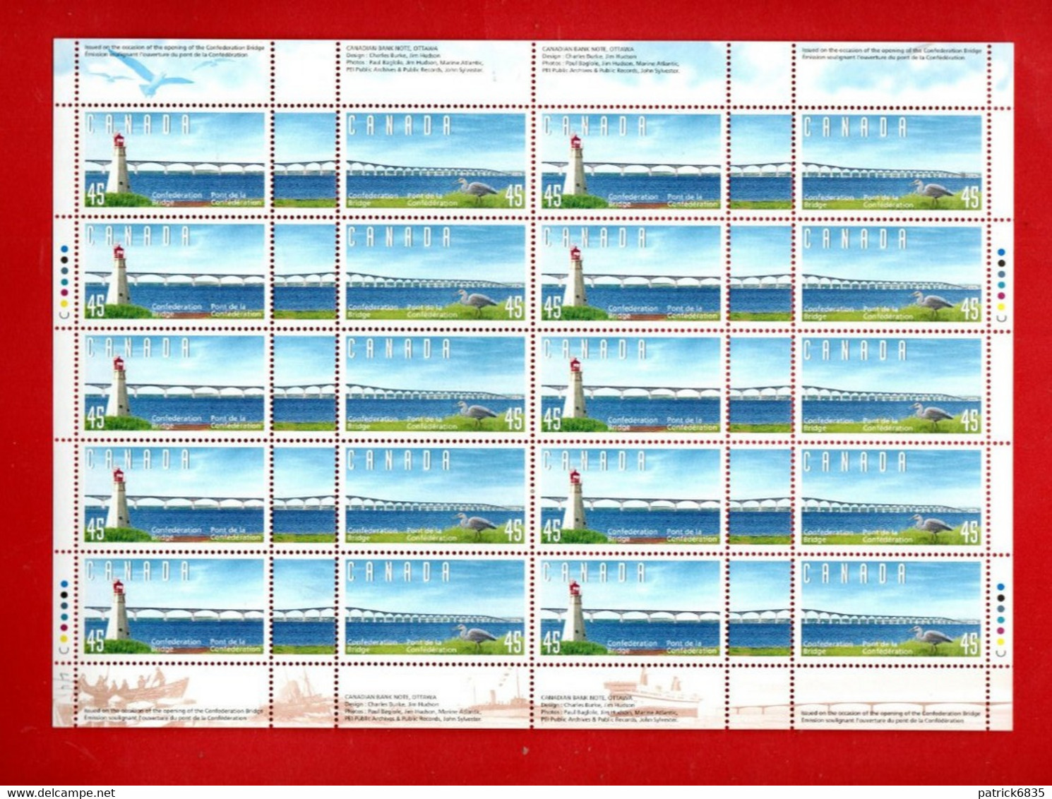 Canada ** - 1997 - Inaugurazione Del Ponte Della Confederazione. Yv. 1515-1516. Foglio Di 20. MNH - Ganze Bögen