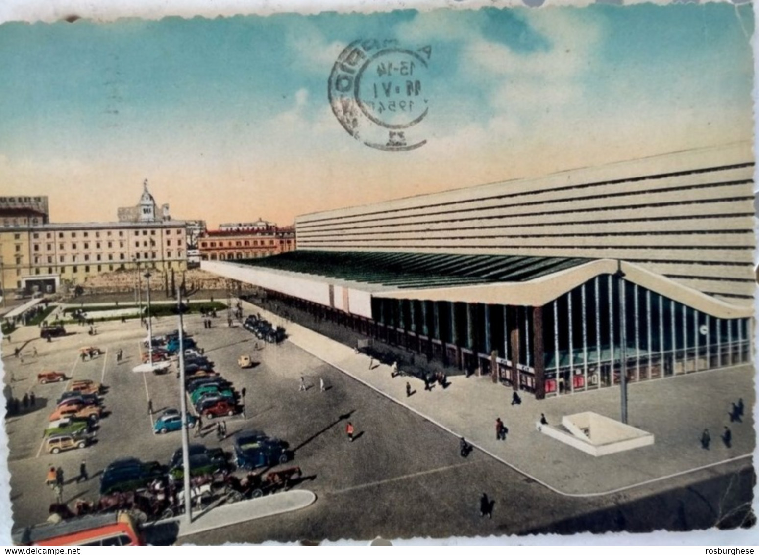 Cartolina Roma, Stazione Termini (8) FG VG 1954 - Stazione Termini