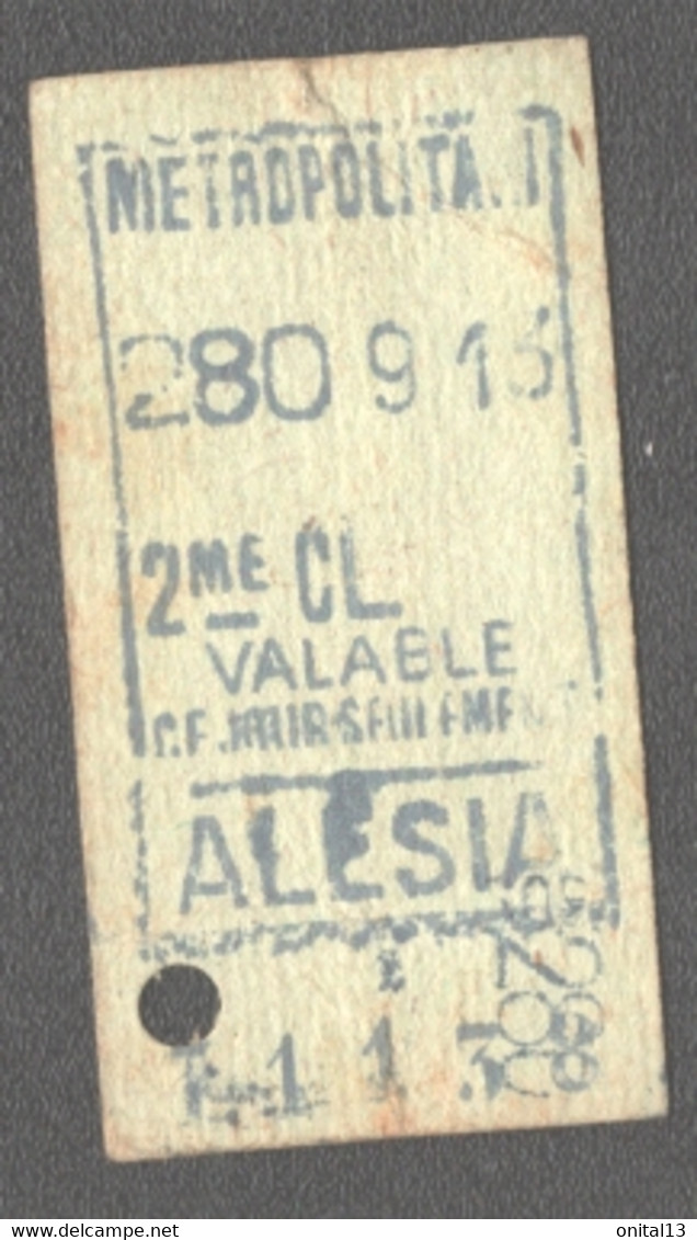 ANCIEN TICKET DE METRO PARIS /  ALESIA     D1034 - Europe