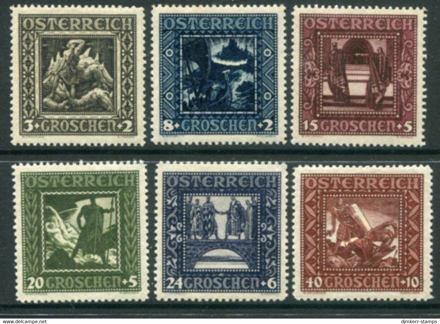 AUSTRIA 1926 Nibelung Saga LHM / *.  Michel 488-93 - Unused Stamps