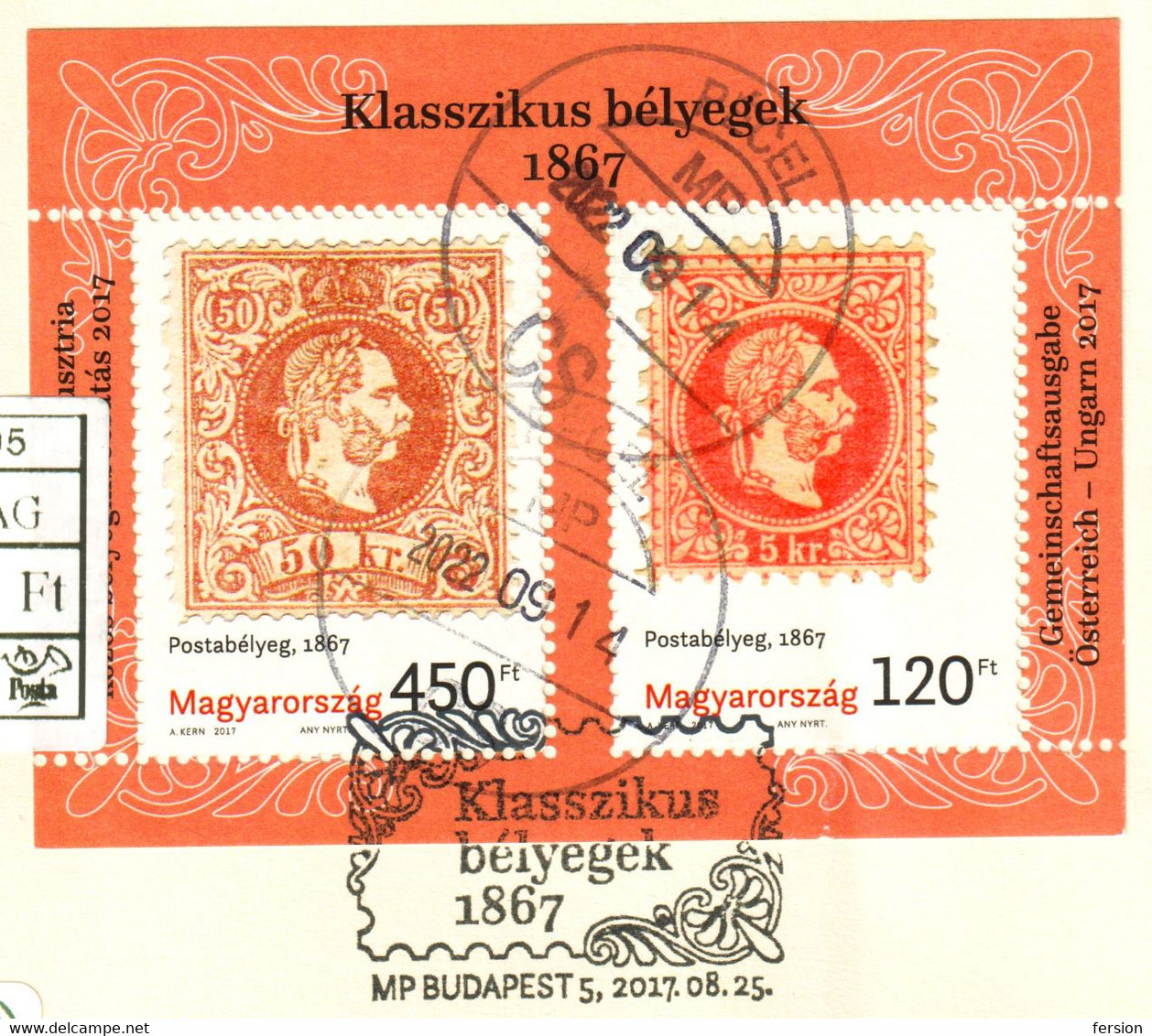 JOINT ISSUE Hungary Austria Stamp On Stamp FDC Porcelain Hussar REGISTERED ATM Label Vignette Letter Cover PÉCEL 2017 - Lettres & Documents