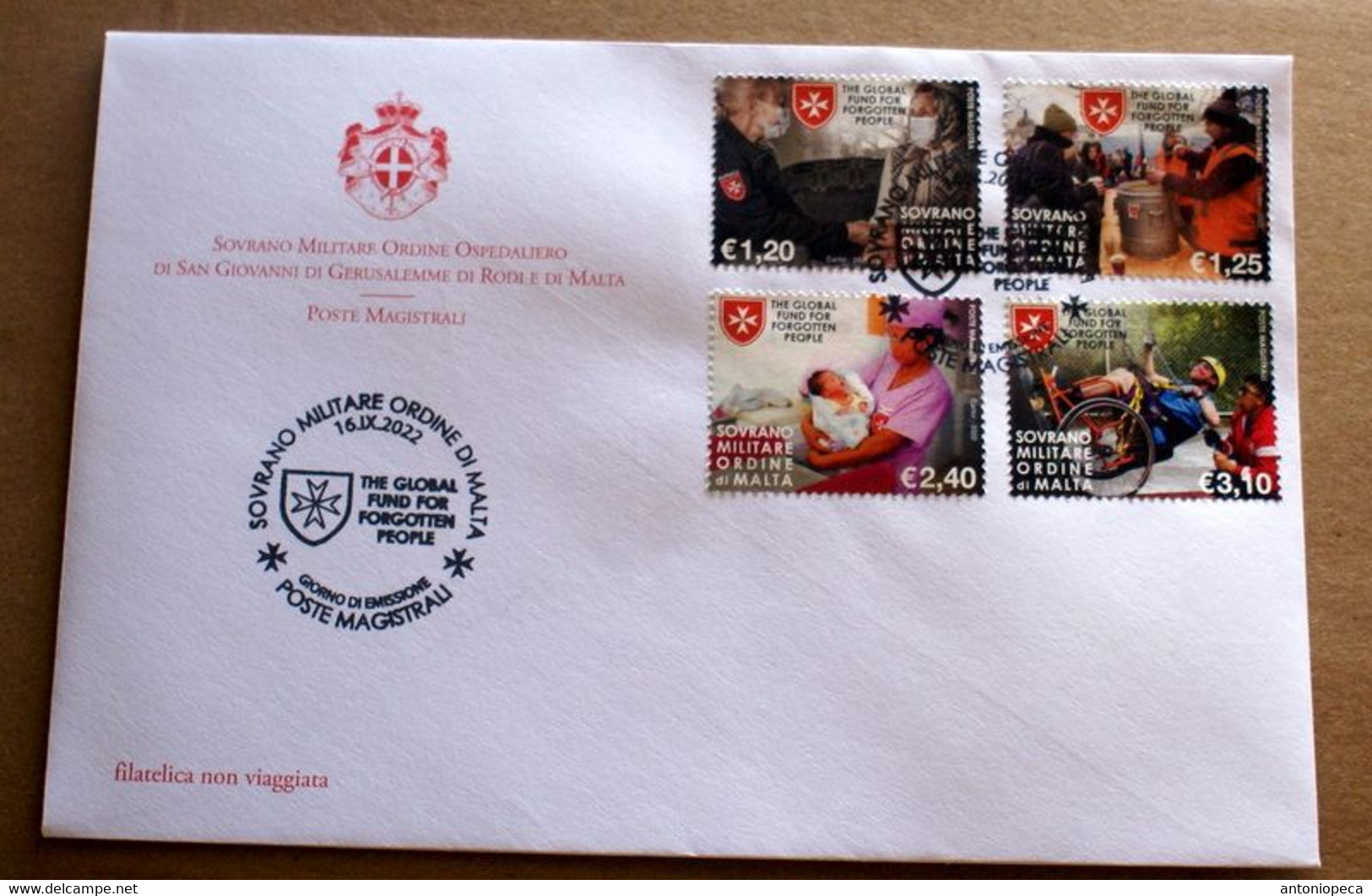 SMOM 2022, 10 ANNIVERSARY THE GLOBAL FUND FORGOTTEN PEOPLE, SET FDC - Sovrano Militare Ordine Di Malta