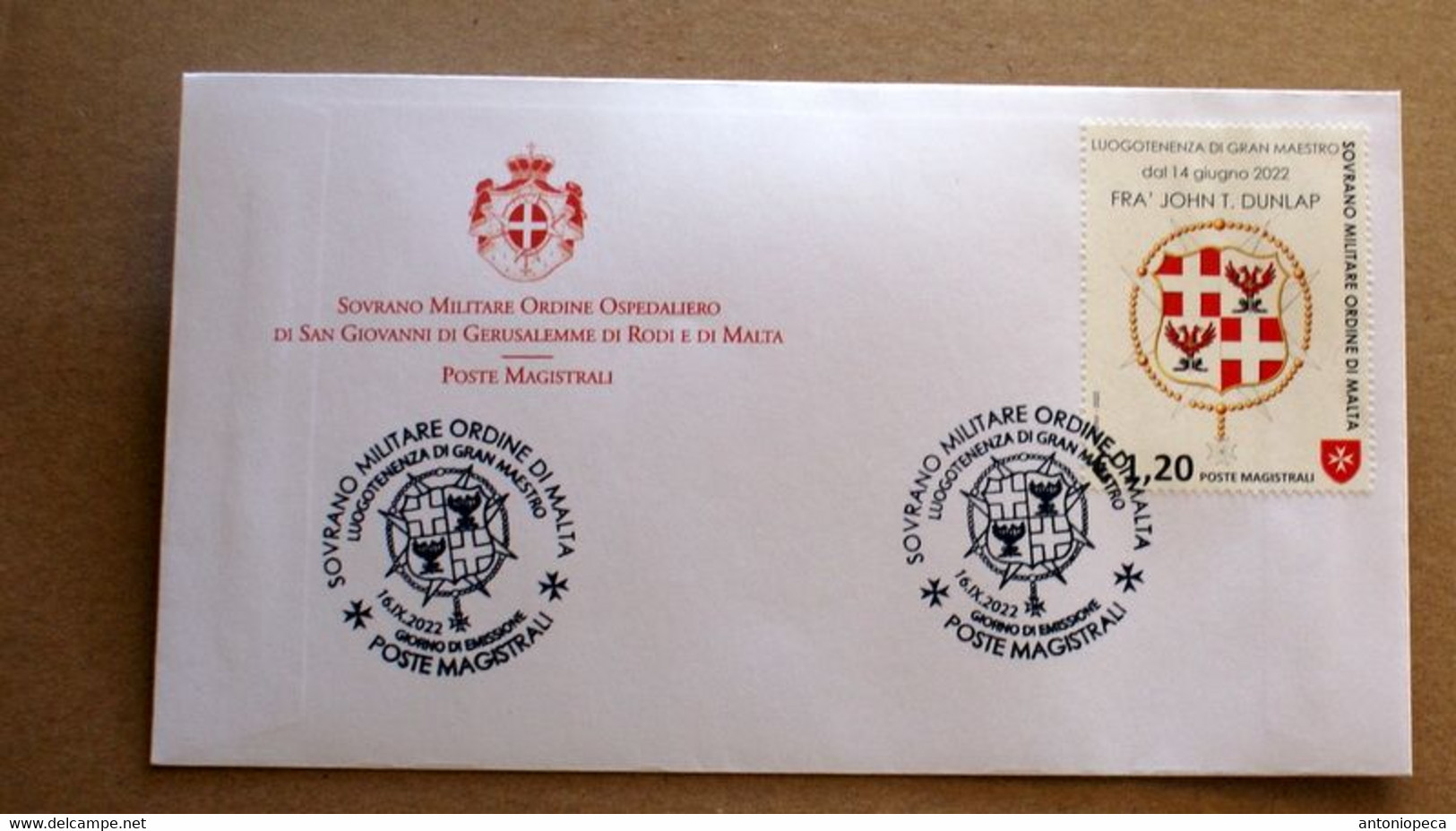 SMOM 2022, LUOGOTENENZAN INTERINALE GRAN MAESTRO FRA JOHN DUNLAP FDC - Sovrano Militare Ordine Di Malta